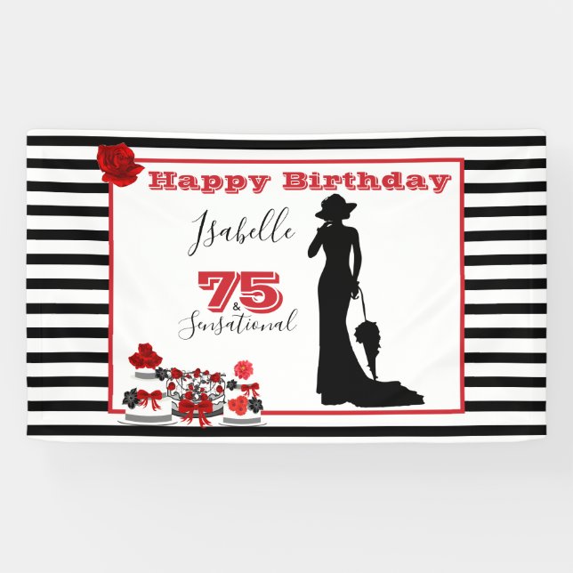 75 & SENSATIONAL 75th Birthday Party Banner (Horizontal)
