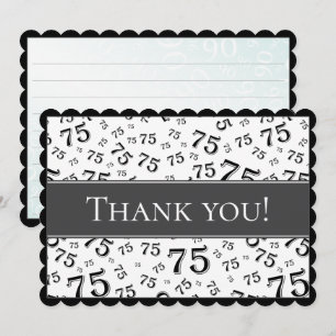 75 "Thank you!" Black/White Number Pattern Thank You Card