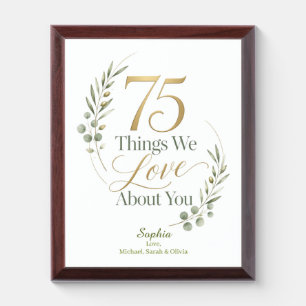 75 Things We Love About Grandma Award Plaque