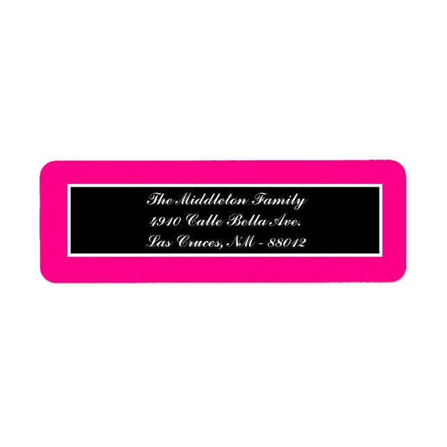 .75"x2.25" Hot Pink Zebra Return Address Label (Front)