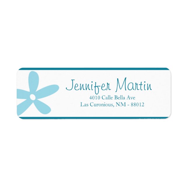 .75"x2.25" Return Address Blue Daisies Label (Front)