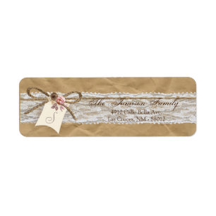 .75"x2.25" Return Address Kraft Paper Lace Twine Label