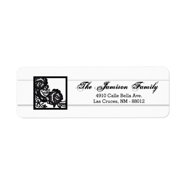 .75"x2.25" Return Address Label Black Lace Damask (Front)