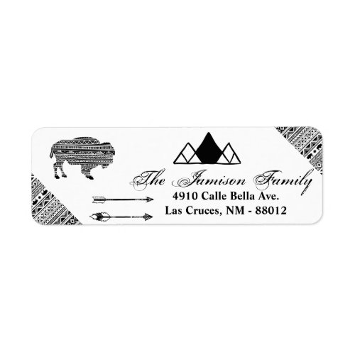 75x225 Return Address Label Boho Buffalo Triba