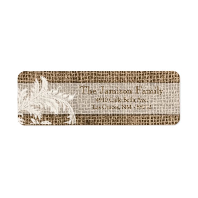 .75"x2.25" Return Address Label Burlap Lace Countr (Front)