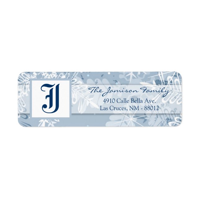.75"x2.25" Return Address Label Crystal Snowflakes (Front)