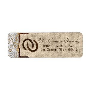 .75"x2.25" Return Address Label Horse Shoes Burlap