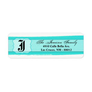 .75"x2.25" Return Address Label Ombre Stripe Teal