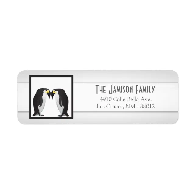 .75"x2.25" Return Address Label Penguins Mate Life | Zazzle