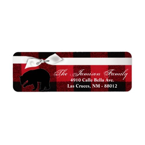 75x225 Return Address Label Red Buffalo Plaid