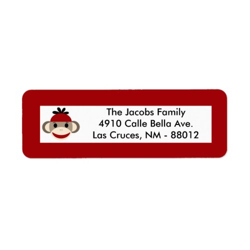 75x225 Return Address Label Red Sock Monkey