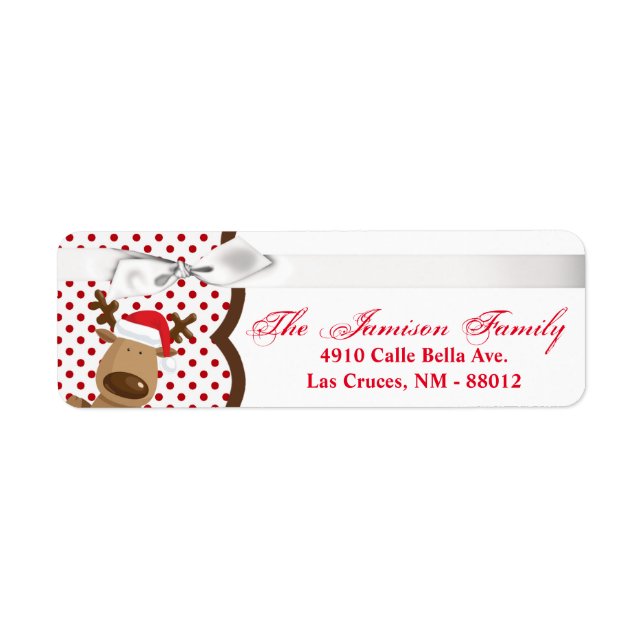 .75"x2.25" Return Address Label Reindeer Christmas (Front)