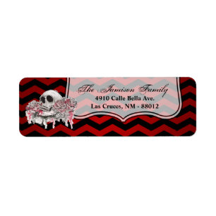 .75"x2.25" Return Address Label skull Rose Gothic