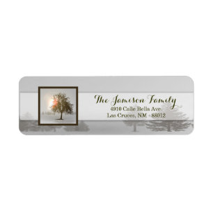 .75"x2.25" Return Address Label Winter Sunset Tree