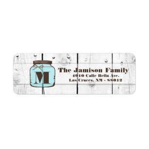 .75"x2.25" Return Address Mason Jar Wood Country Label