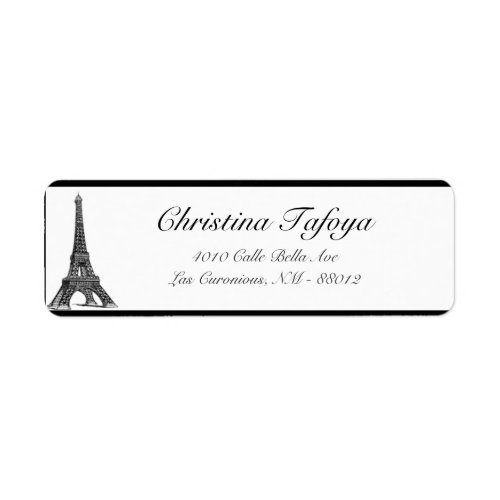 75 x 225 Return Address Black Eiffel Tower Label