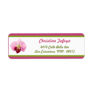 .75" x 2.25" Return Address Pink Orchid Long Stem Label