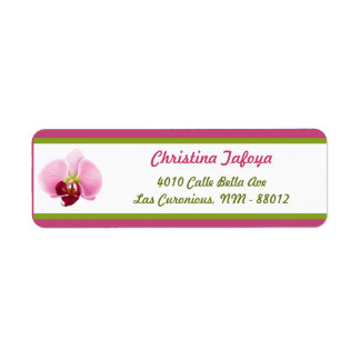 .75" x 2.25" Return Address Pink Orchid Long Stem Label
