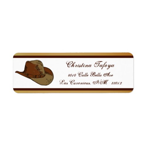 75 x 225 Return Address Western Cowgirl HatBo Label