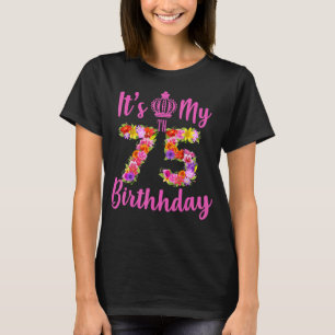 75 Year Old Birthday Flower It's My 75th Bday Cele T-Shirt