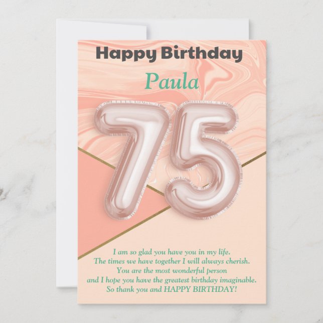 75 year old girls Happy Birthday card (Front)