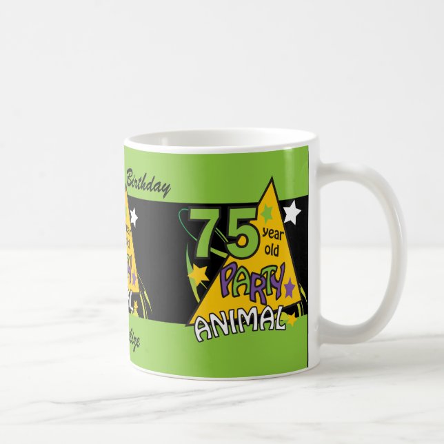 75 Year Old Party Animal - 75th Birthday Coffee Mug (Right)