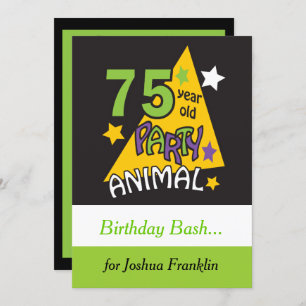 75 Year Old Party Animal - 75th Birthday Invitation