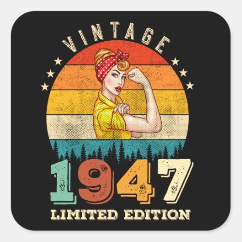 75 Year Old Women Bday 1947 Vintage 75th Birthday Square Sticker