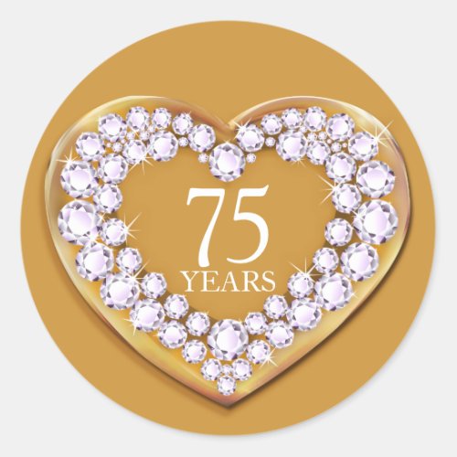75 years anniversary gold diamond heart stickers