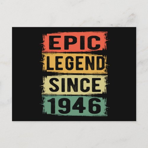 75 Years Old Bday 1946 Epic Legend 76th Birthday Postcard