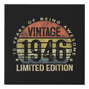 75 Years Old Gifts Vintage 1946 Birthday Faux Canvas Print