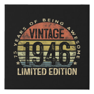 75 Years Old Gifts Vintage 1946 Birthday Faux Canvas Print