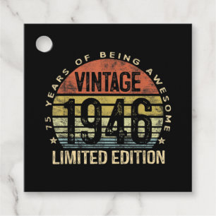 75 Years Old Gifts Vintage 1946 Birthday Favor Tags