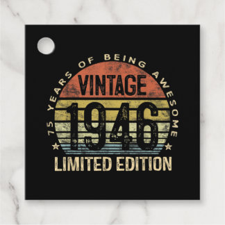 75 Years Old Gifts Vintage 1946 Birthday Favor Tags