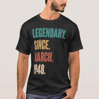 75 Years Old Vintage 1948 Birthday March 75th Deco T-Shirt