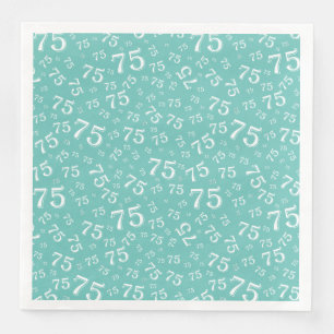 75th Age Random Number Pattern Teal/White Paper Dinner Napkins