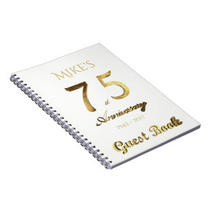 75th Anniversary 75 Years Party Guest Book Gold