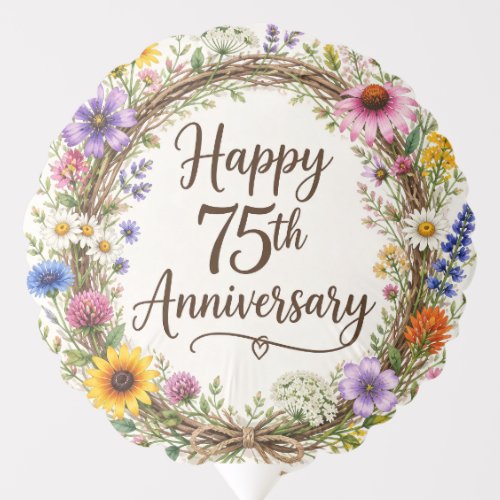 75th Anniversary Balloon, Seventy-Fifth Floral Balloon