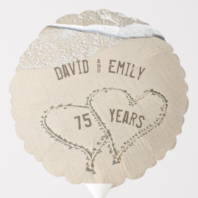 75th Anniversary Beach Hearts Balloon (Front)