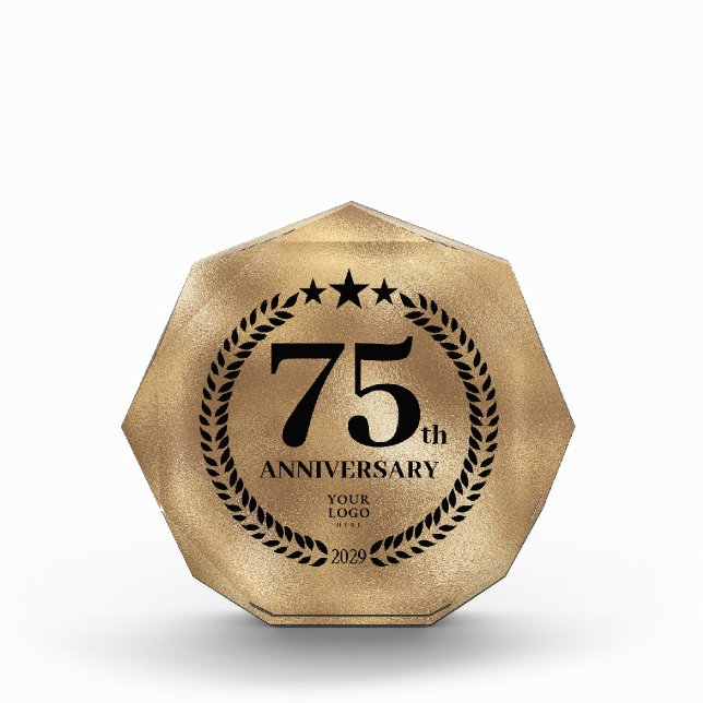 75th Anniversary Business Logo Gold Acrylic Award (Front)