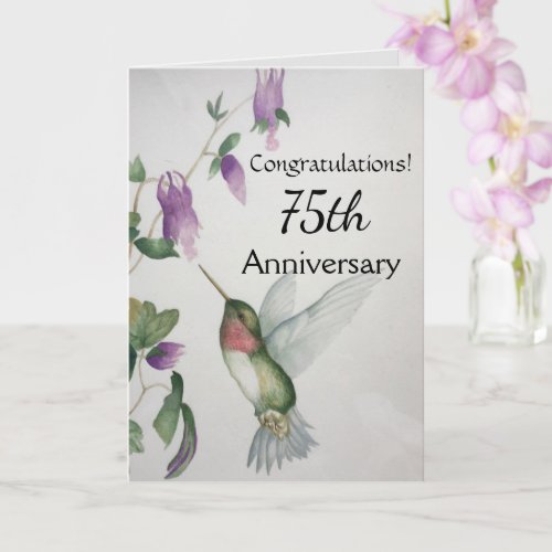 75th Anniversary Congratulations Hummingbird Card