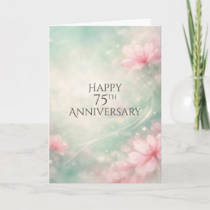 75th Anniversary Dreamy Flowers On Mint Green Card