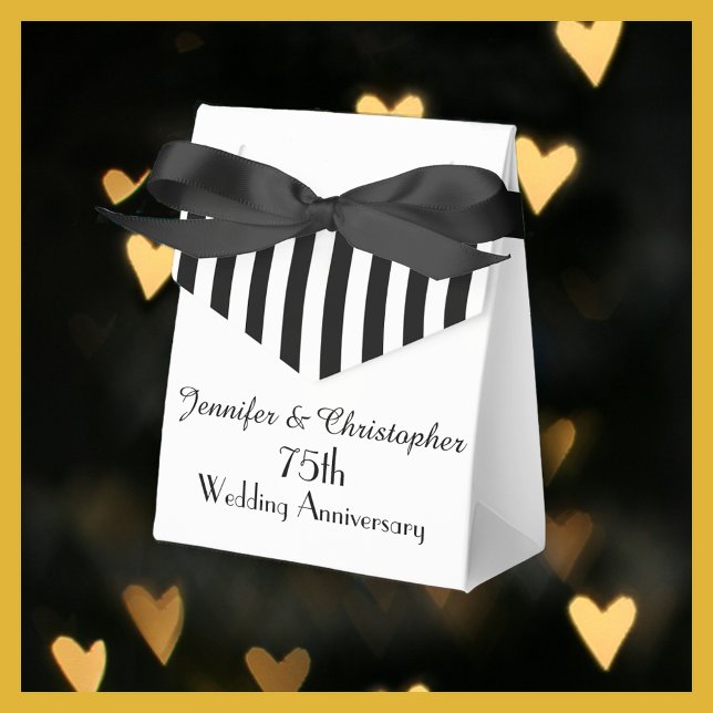 75th Anniversary Favor Box, Black & White Stripes Boxes (Creator Uploaded)
