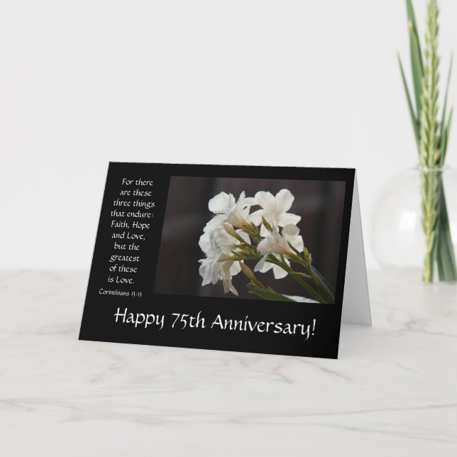 75th Anniversary, floral, bible verse about love Card (Front)