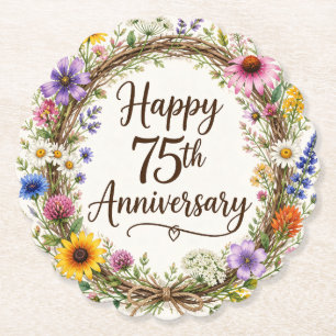75th Anniversary Floral Paper Coaster