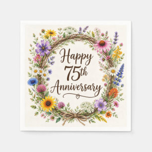 75th Anniversary Paper Napkins, 75 Years Wedding Napkins