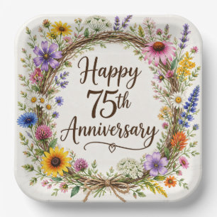 75th Anniversary Paper Plates, 75 Year Wedding Plates