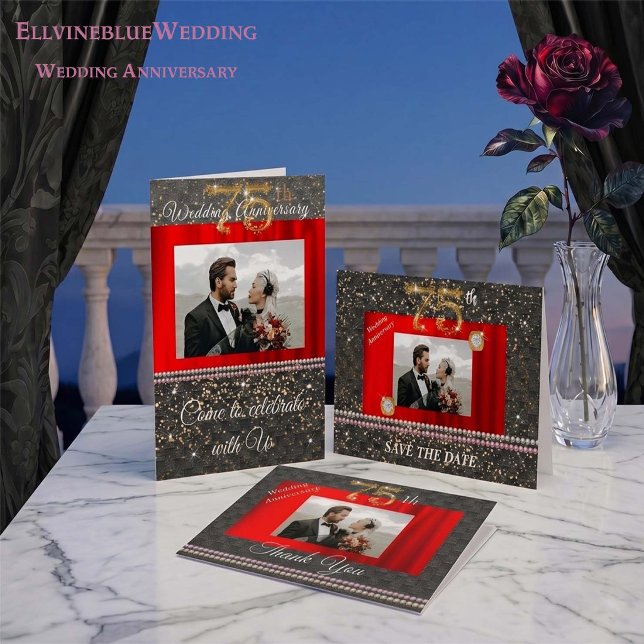 75th Anniversary Save the Date | Diamond & Photo Invitation (Creator Uploaded)