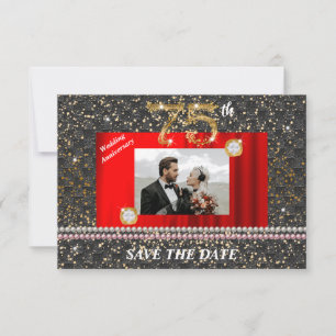 75th Anniversary Save the Date   Diamond & Photo Invitation