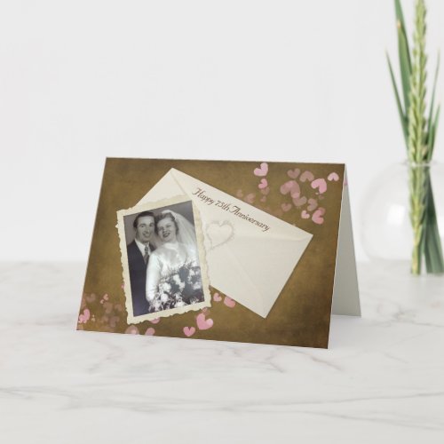 75th Anniversary Snapshot with Hearts  Card
